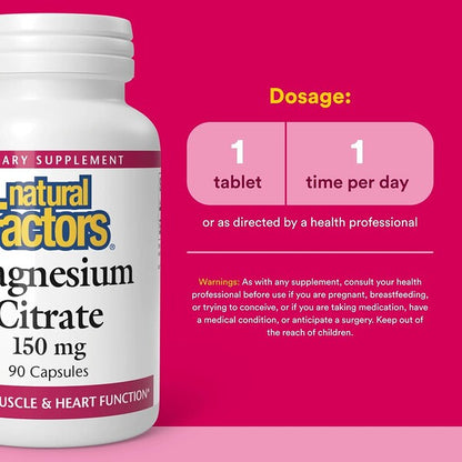 Natural Factors Magnesium Citrate 90 Kapsul 150 Mg Hər Kapsula