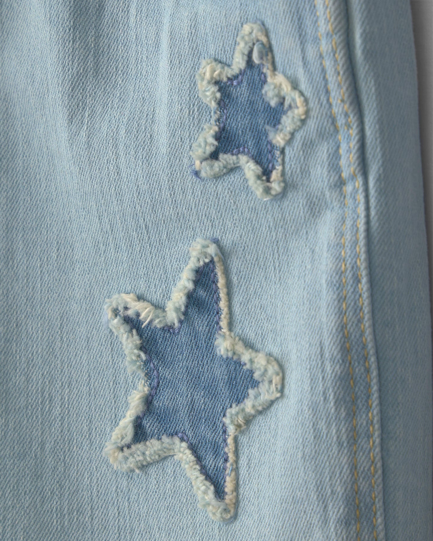OshKosh B'gosh Qız Ulduz Naxışlı Denim Qısaltma Kombinezon - Açıq Rəng