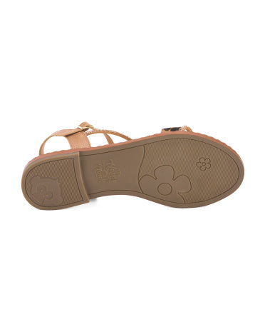 HAPPYMONK İspaniyada Hazırlanmış Dəri Parıltılı Çoxşəriddəli Düz Sandal