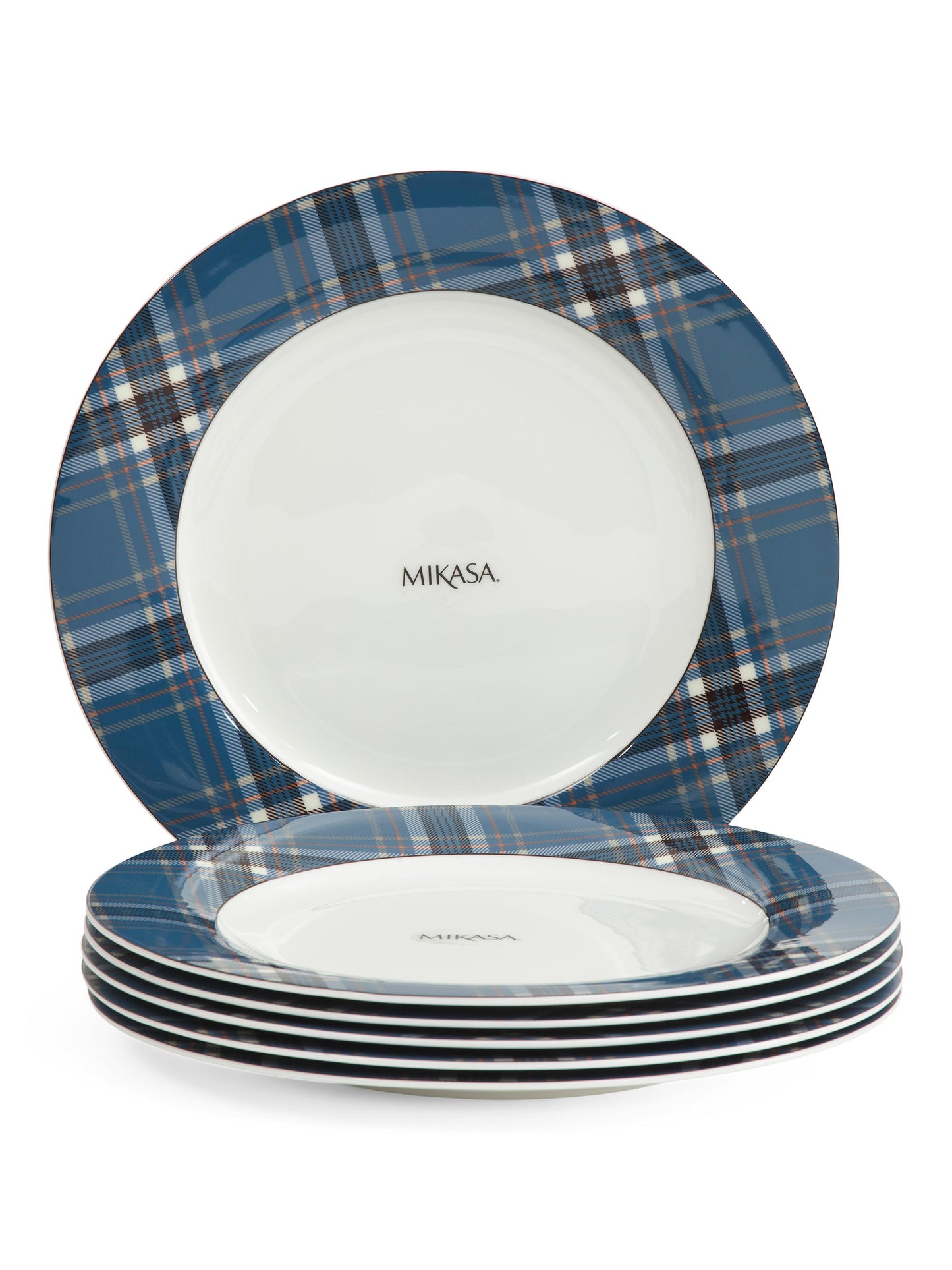 6 Parçalı Kemik Porseleni Tartan Dinner Təbəqləri Dəsti