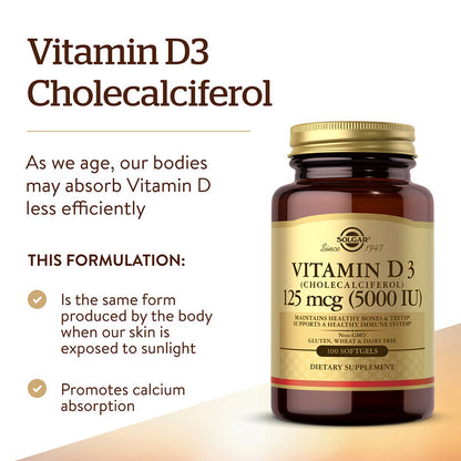 Solgar Vitamin D3 Kholekalsifеrol 125 Mkg 5000 VƏ 100 Softgel