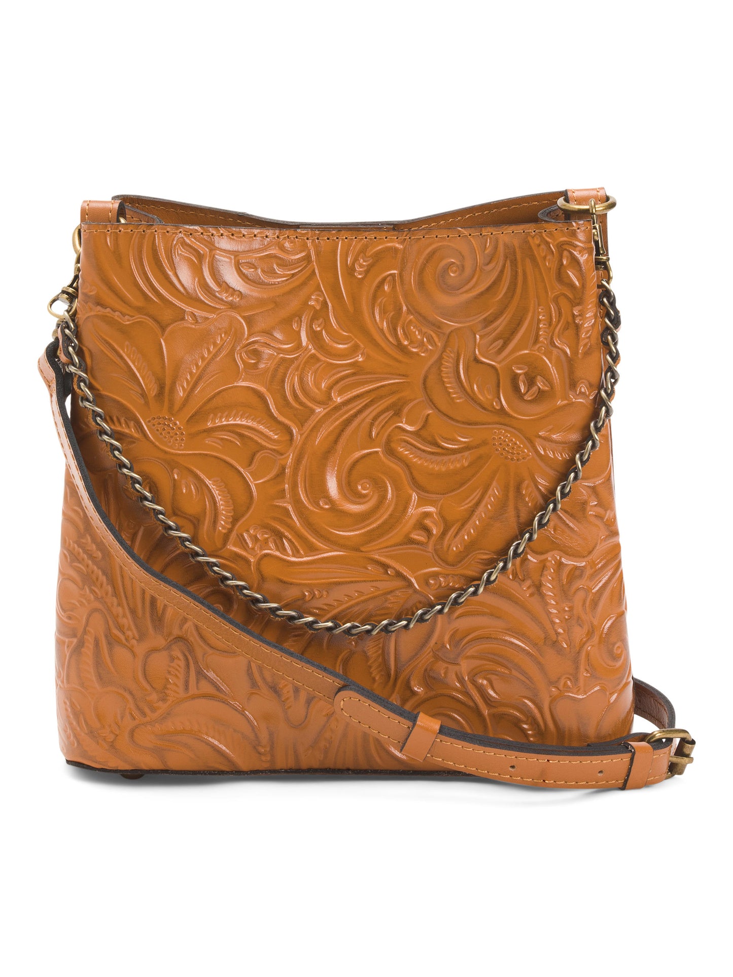 Leather Ledra Bucket Çanta Zəncirvari Və Dəri Askılı