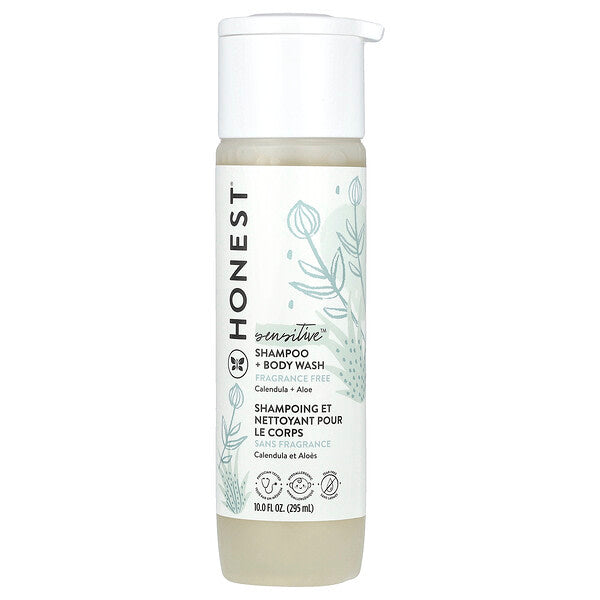The Honest Company Həssas Dərisi üçün Şampun Bədən Yuma Vasitəsi Ətrsiz 10 Fl Oz 295 Ml