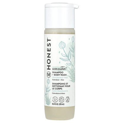The Honest Company Həssas Dərisi üçün Şampun Bədən Yuma Vasitəsi Ətrsiz 10 Fl Oz 295 Ml