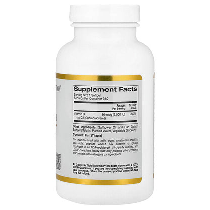 California Gold Nutrition D3 Vitamini 50 Mcg 2000 IU 360 Balıq Jelatin Kapsula