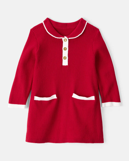 Carter's Qız Uşaq Pambıq Uzun Cilt Tədbiriyyə Geyimi - Qırmızı
