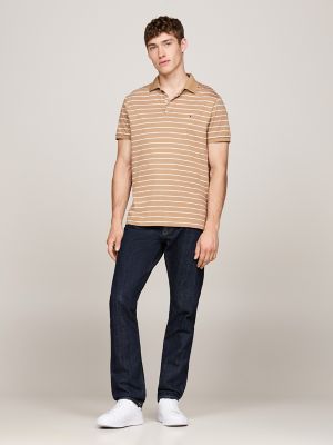 Tommy Hilfiger Regular Fit Pambıq Polo, Safari Canvas/Krem