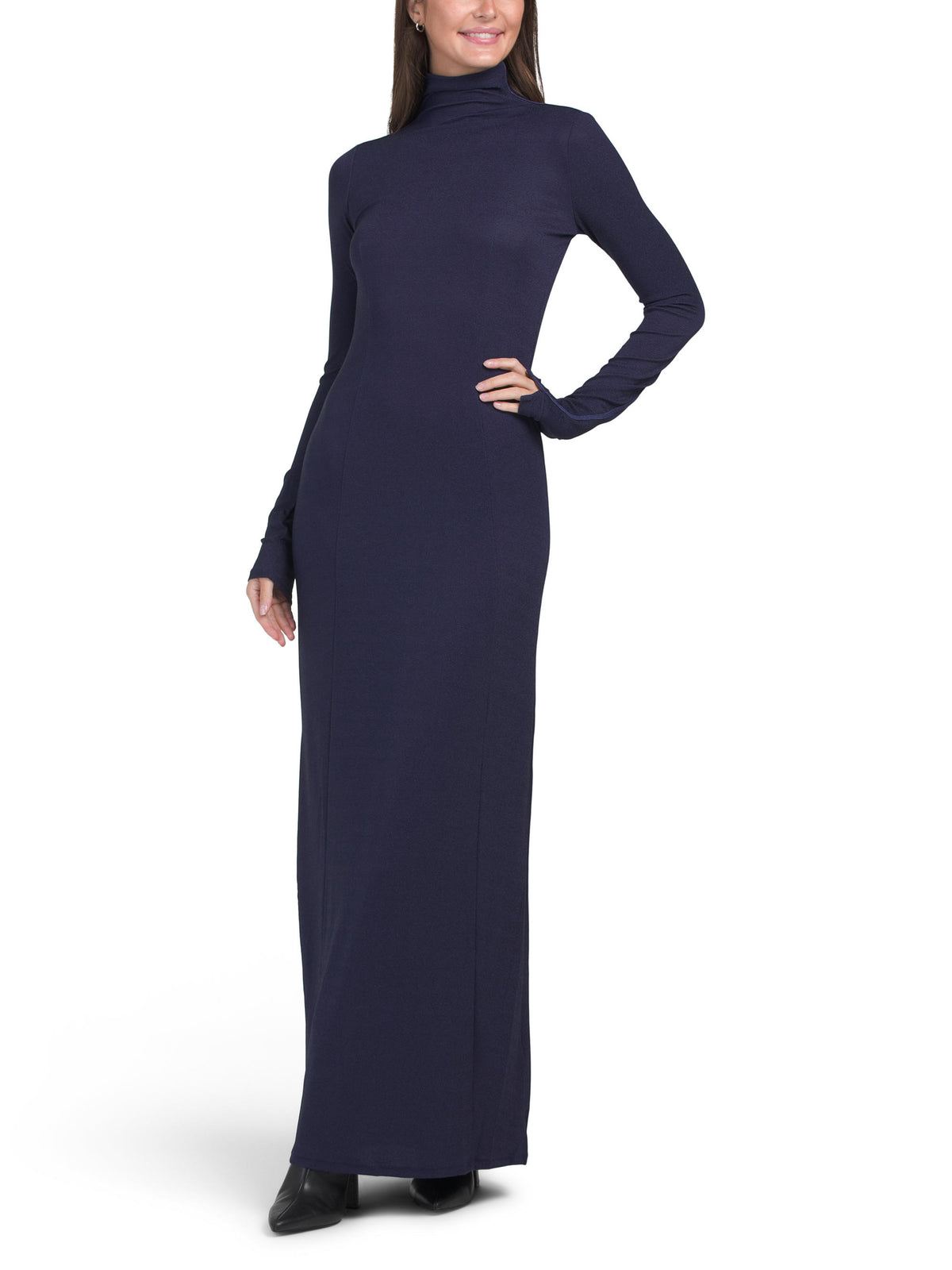 Elsa Metallic Turtleneck Maxi Dress