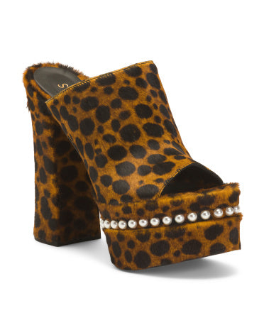 STUART WEITZMAN Made In Spain Dəri Skyhigh 145 Süni Mərcan Topuqlu Sandal
