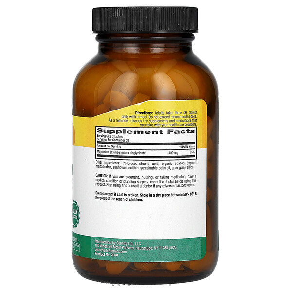 Country Life Chelated Magnesium Glycinate 90 Tablet 133 Mq