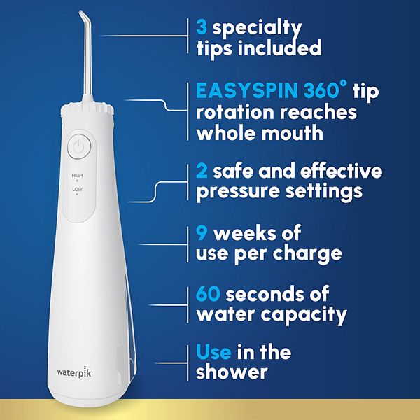 Waterpik Cordless Plus 5000 3-Başlıqlı Şarj Edilən Su Flosu