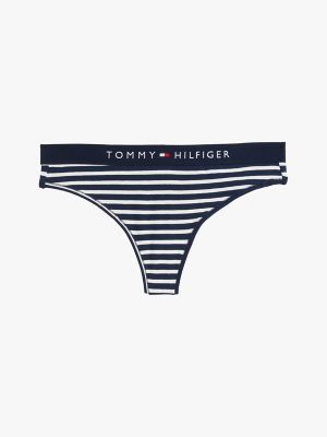 Tommy Logo Uzanan Pambıq Tanga, Tünd Mavi Zolaqlı