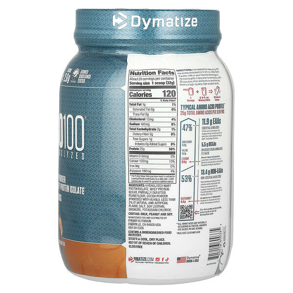 Dymatize ISO100 Hidrolizə Edilmiş 100% Peyin Protein İzolatı Şokolad Fıstıq Yağı 650g