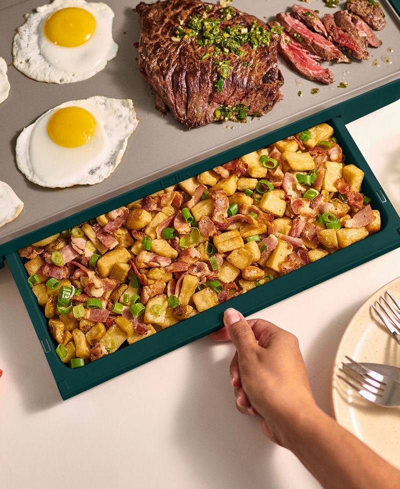 Bella 10" x 20" Griddle Isitmə Sini ilə, Meşə Yaşıl