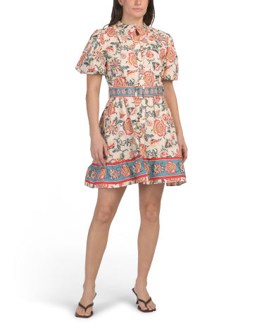 SAM EDELMAN Kəmərli Poplin Mini Köynək Geyimi