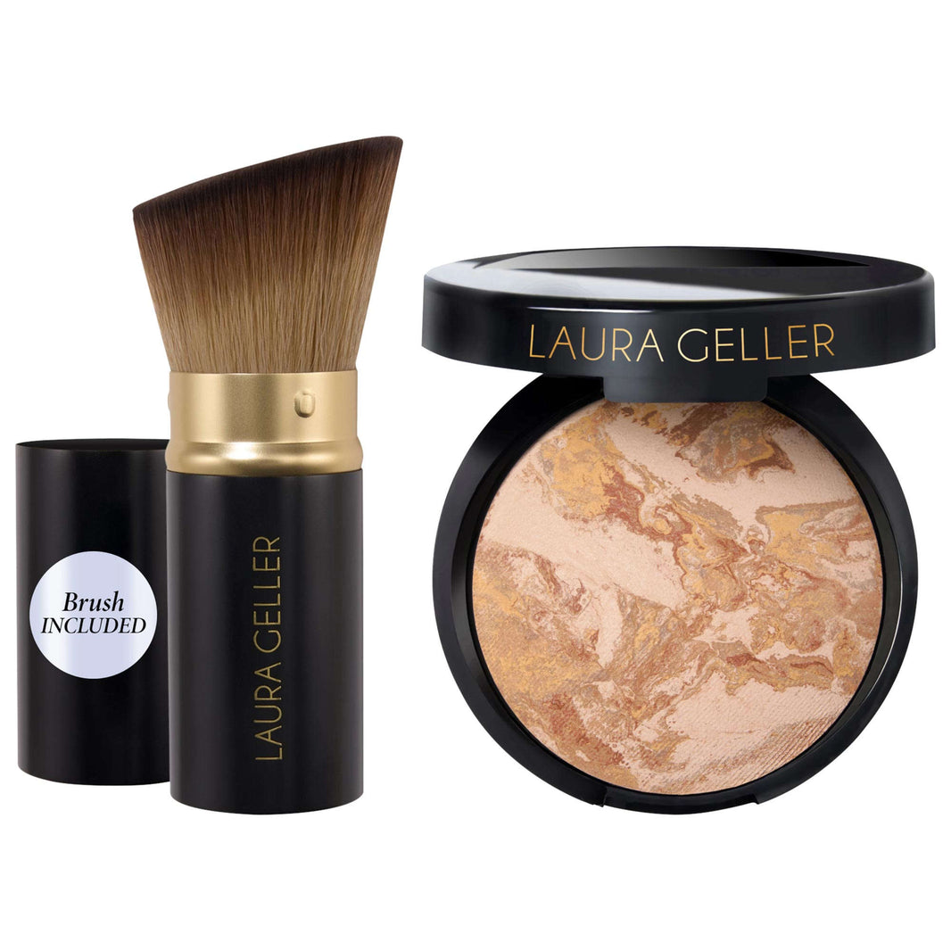 Laura Geller Balance and Brighten Rəng Korreksiyalı Baked Powder Foundation + Kabuki Fırçası YoxYox