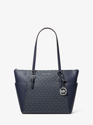 Michael Kors Charlotte Böyük Loqo və Dəri Üst Fermuar Çanta