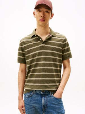 Tommy Hilfiger Regular Fit Stripe Wicking Polo, Yaşıl Zolaq YoxYox