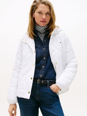 Tommy Hilfiger Yüngül Kapüşonlu Dolgulu Preslənmiş Gödəkçə, Fil Dişi