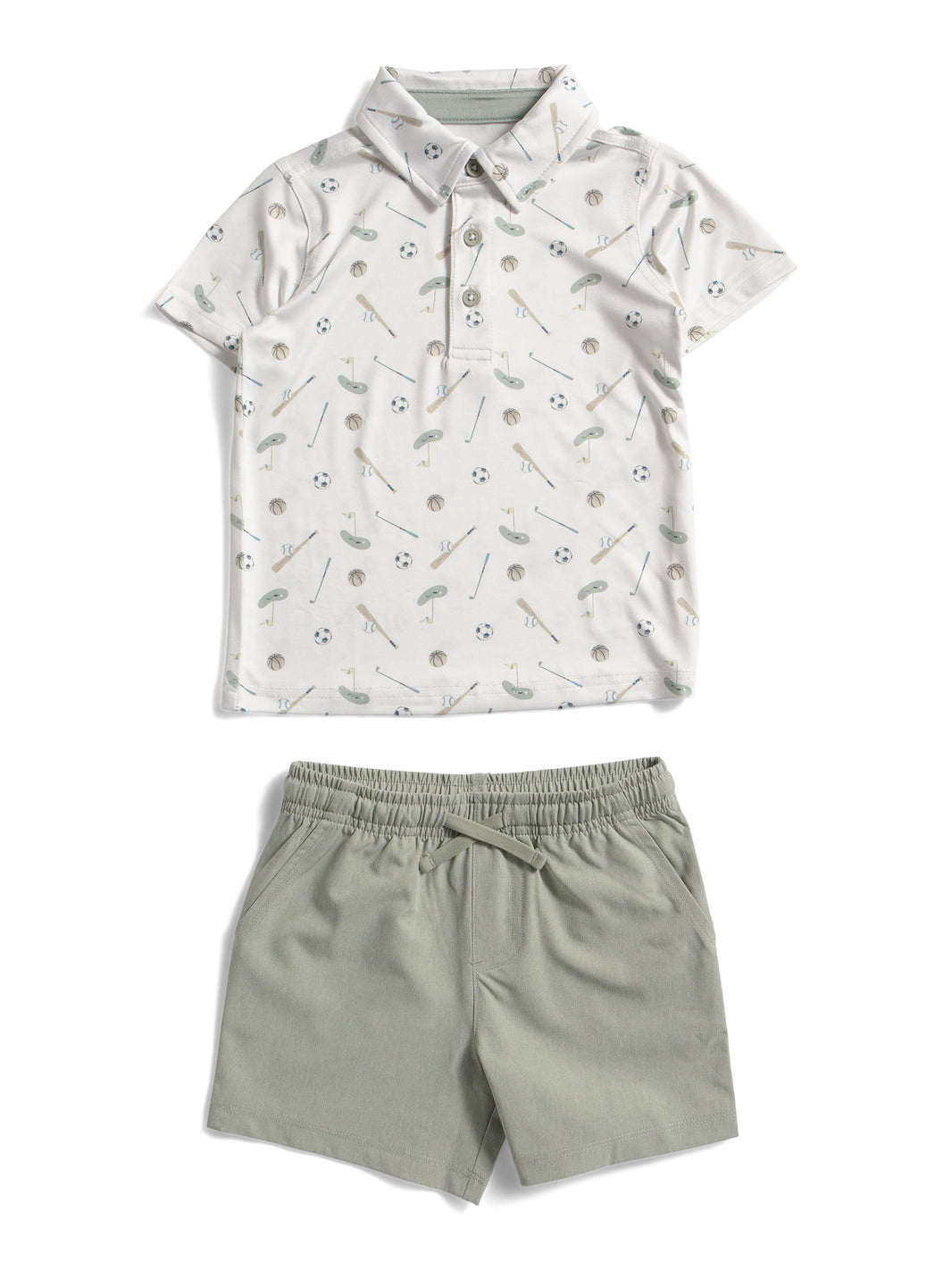 Toddler Boys 2pc Sports Print Performance Polo And Hybrid Shorts Set