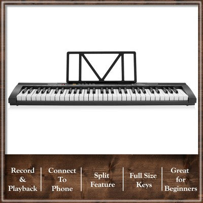 Ashthorpe 61 Düymə Rəqəmsal Elektronik Klaviatura Pianino Başlanğıcçılar üçün Qulaqlıq və Mikrofon ilə