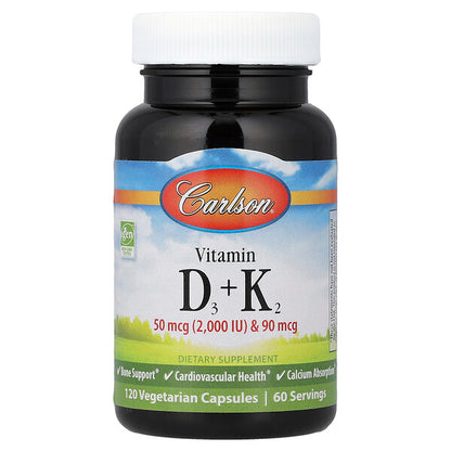 Carlson Vitamin D3 K2 120 Vegetarian Capsule