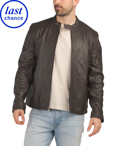 ANDREW MARC Genuine Leather Maitlin Motosiklet Gödəkçəsi