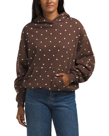 LAZY SUNDAY Polka Dot Printed Fleece Oversized Huddi