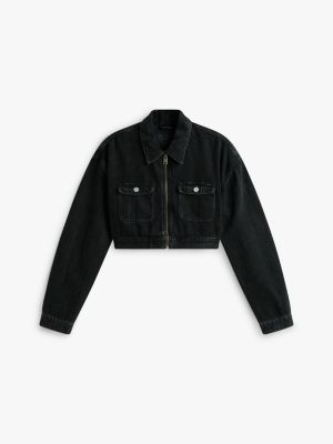 Tommy Jeans Cropped Denim Zip Gödəkçə, Denim Qara