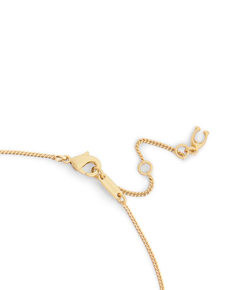 COACH Faux Stone Charming Charms Signature Padlock Key Pendant Necklace