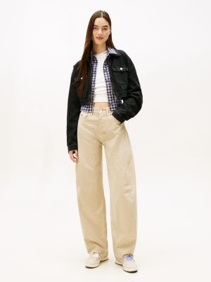 Tommy Jeans Cropped Denim Zip Gödəkçə, Denim Qara
