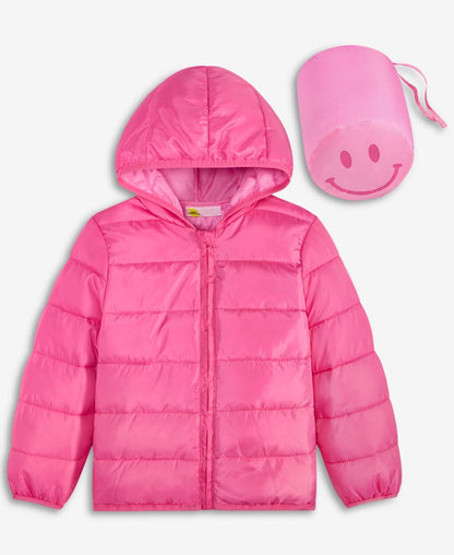 Epic Threads Uşaq Qız 2T-4T Gülümsəmə Yüngül Packable Huddi Gödəkçə