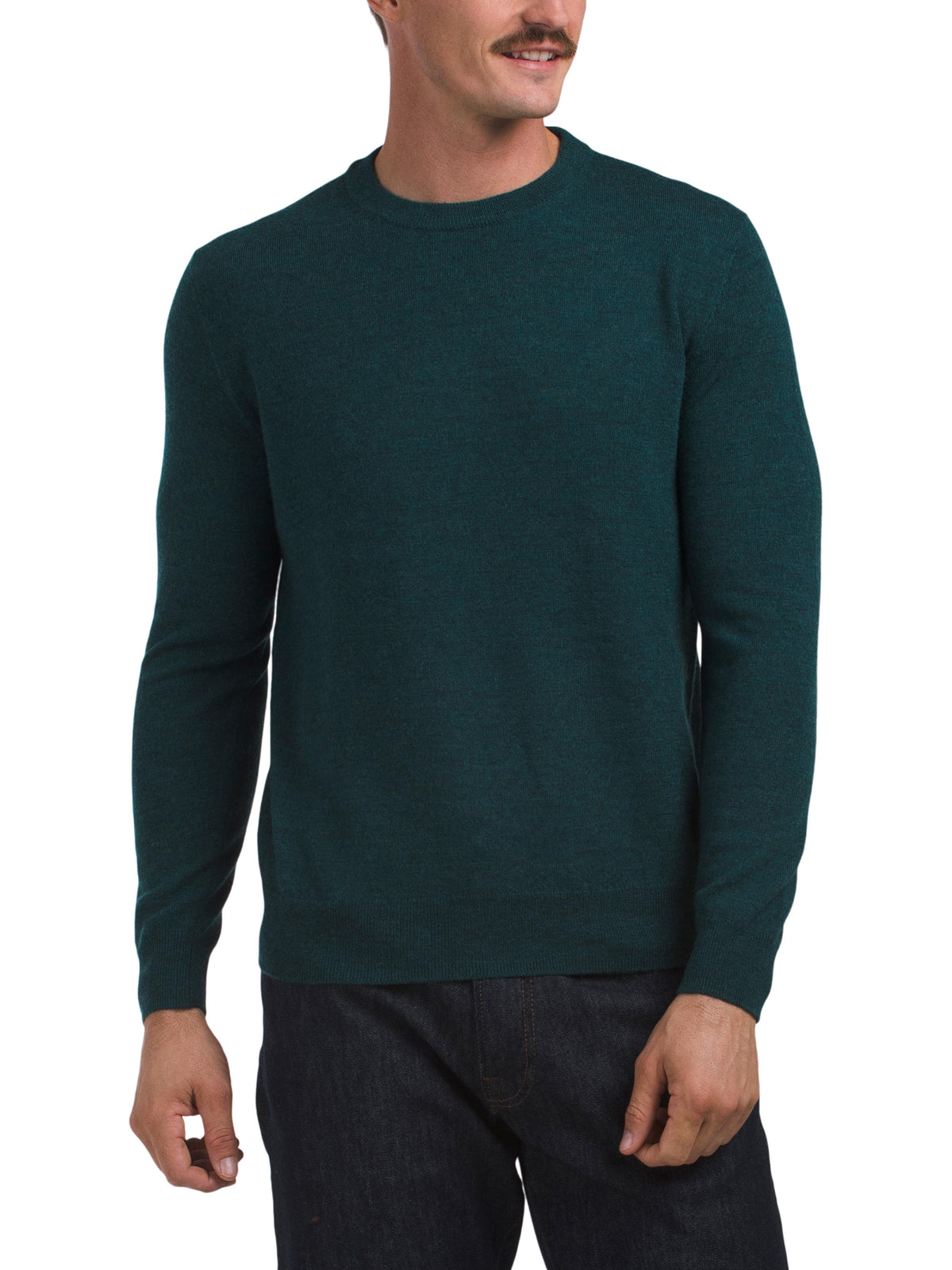 Kişi Ekstra Yüksək Keyfiyyətli Merino Yunu Uzun Tək Crew Neck Saータneck Sviter