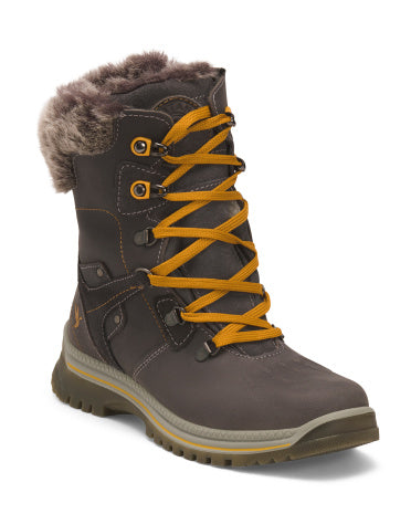 SANTANA CANADA Made In Italy Suede Milly Waterproof Cozy Collar Lace Up Winter Boots