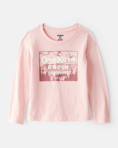Carter's Uşaq Qız Vintage OshKosh B'Gosh Uzun Tənəkəli Qrafik Köynək - Çəhrayı