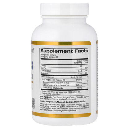 California Gold Nutrition Omega-3 Premium Balıq Yağı 100 Balıq Gelatin Kapsulası 1100 Mg
