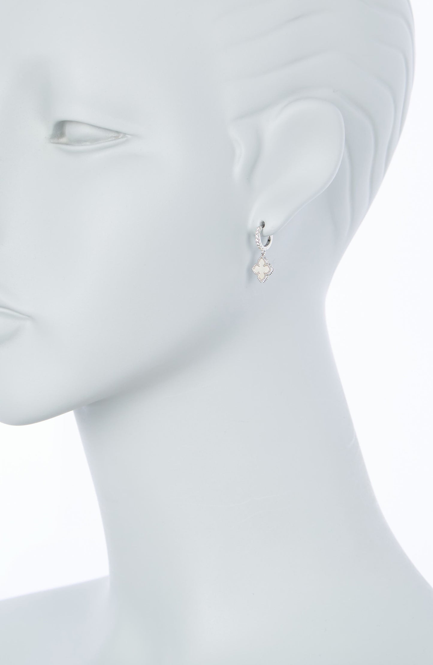 Adornia Swarovski Kristal Huggie Sedef Dörtlü Damla Küpə Dəsti