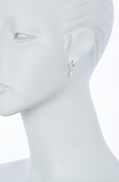 Adornia Swarovski Kristal Huggie Sedef Dörtlü Damla Küpə Dəsti