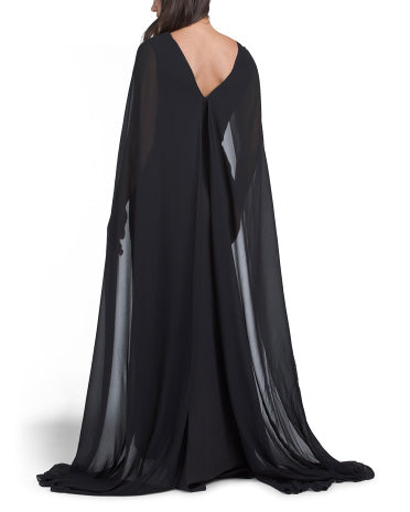 TERANI COUTURE Çiçəkli Bəzəkli Pelerinalı Geyim