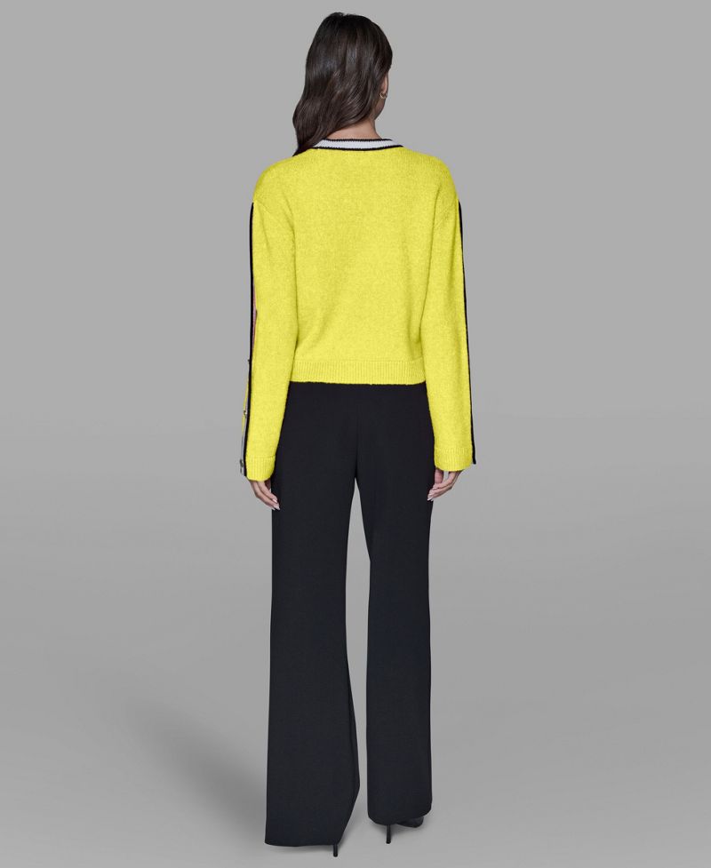 KARL LAGERFELD PARIS Qadın Kontrastlı Cırt Çırt Sweater
