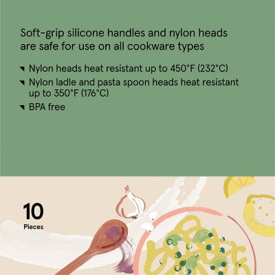 Figmint 10 Parça Nylon Bişirmə Qabaları Dəsti Boz