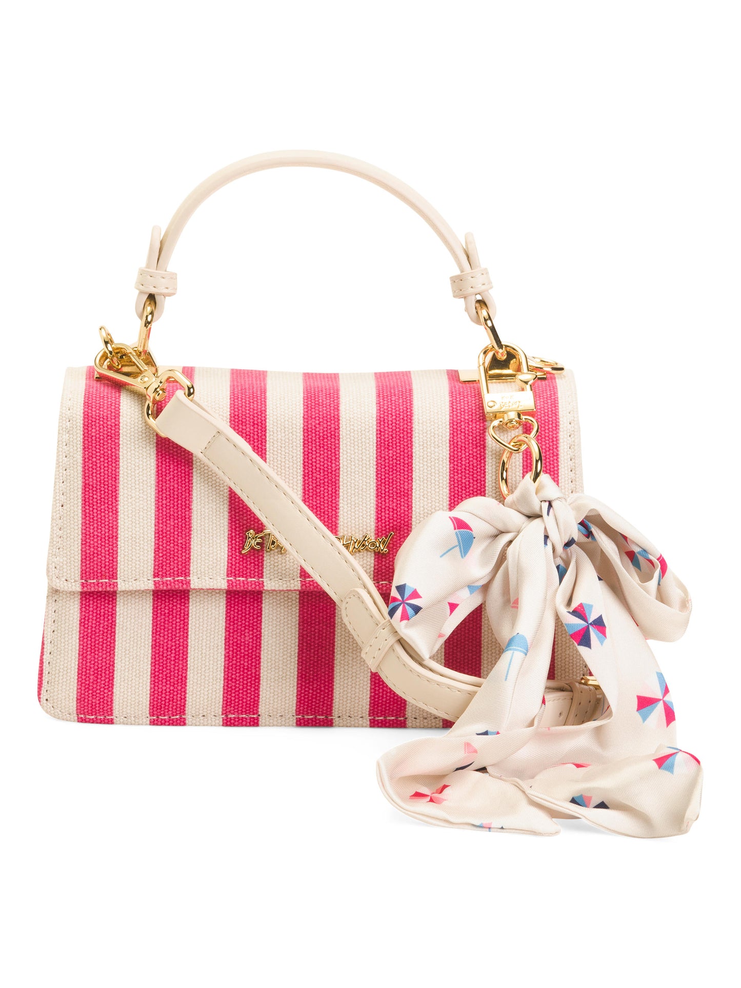 BETSEY JOHNSON Jules Çizgili Çapraz Çanta Plaj Topu Şalı ilə