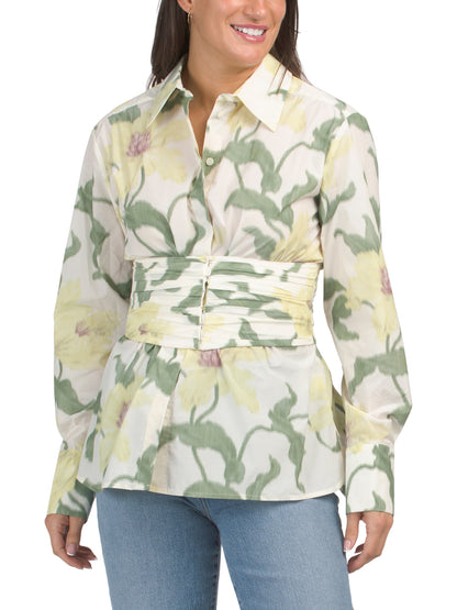 REBECCA TAYLOR Noveau Fleur Wrap Print Bluzka