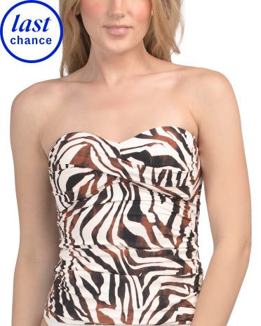 ANNE COLE Twist Front Şirringlu Bandeau Üslublu Tankini Üst