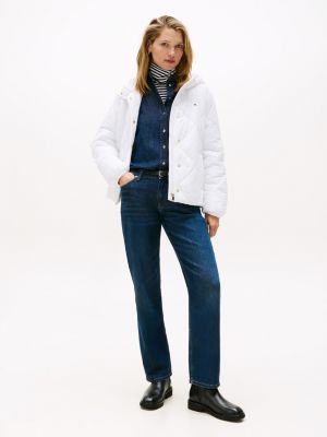 Tommy Hilfiger Yüngül Kapüşonlu Dolgulu Preslənmiş Gödəkçə, Fil Dişi