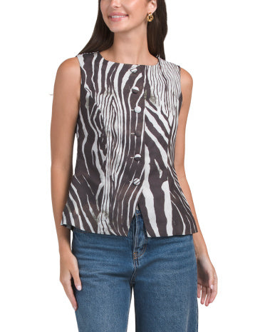 GEMMA+ JANE Scoop Neck Vest With Covered Buttons