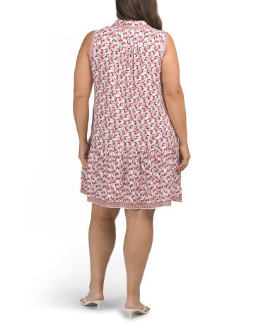 MAX STUDIO Plus Textured Border Print Mini Geyim