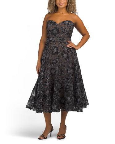 RENE BY RENE RUIZ Kəmər Beli Strapless Çay Uzunluğunda Geyim