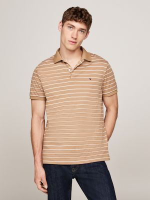 Tommy Hilfiger Regular Fit Pambıq Polo, Safari Canvas/Krem