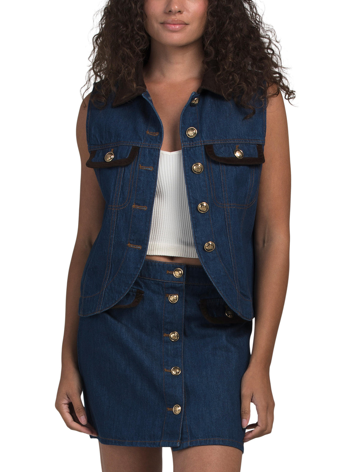 HOUSE OF HARLOW 1960 Kolsuz Denim Gödəkçə Kombinator Materyalla